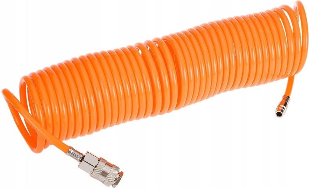 NEO TOOLS Spiralschlauch 5 mm/10 m (für Druckluft-Kompressoren bis max. 16 bar, Schnellkupplung und Stecknippel, aus widerstandsfähigem PE)