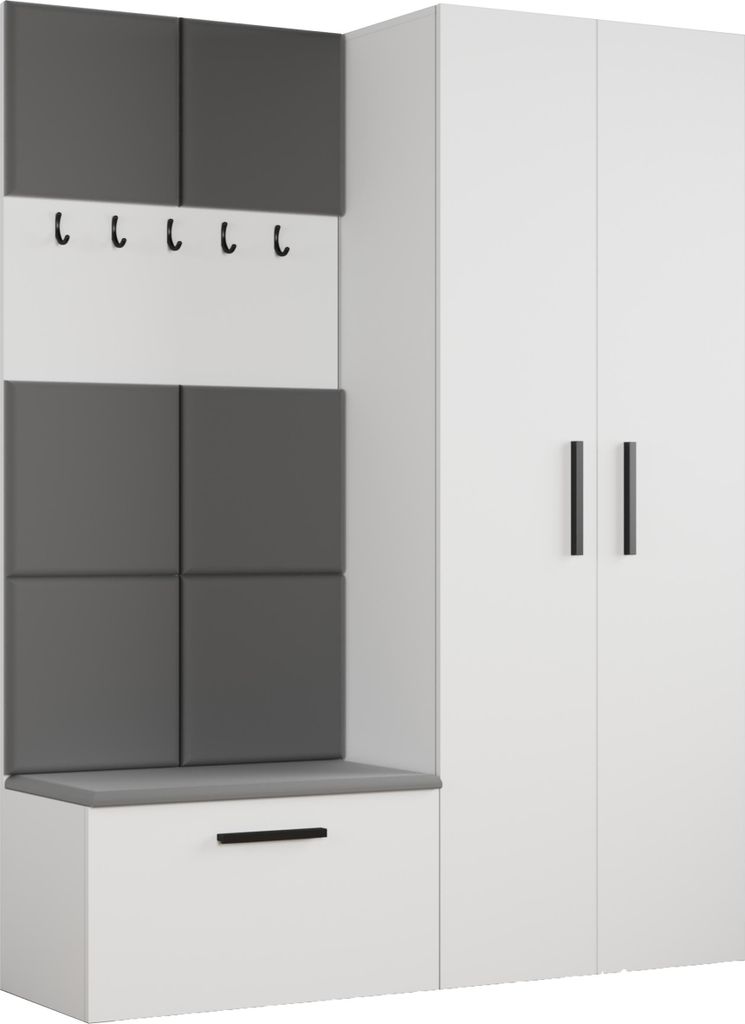 Masseno Garderobe-Set MODULO 160,6/204/40 cm Modern Garderobenschrank Weiß