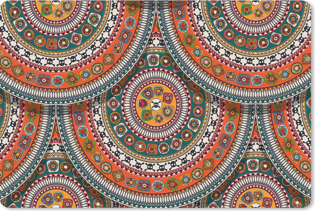 MuchoWow Schreibtischunterlage Kreise - Azteken - Patterns - Südamerika 60x40 cm - XXL Mauspad - Großes Mauspad