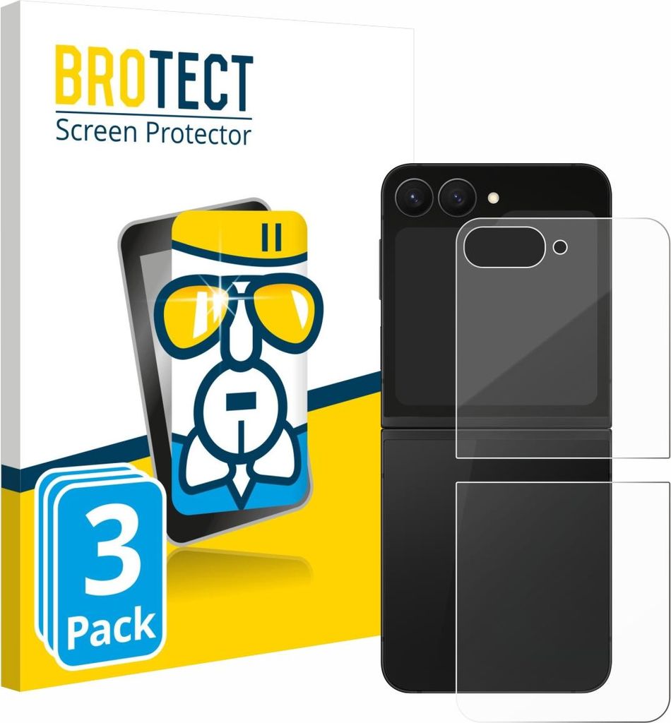 3x BROTECT Schutzglas für Samsung Galaxy Z Flip 7 FE (Rückseite) Schutzfolie Panzer Folie Glas Display Schutz klar