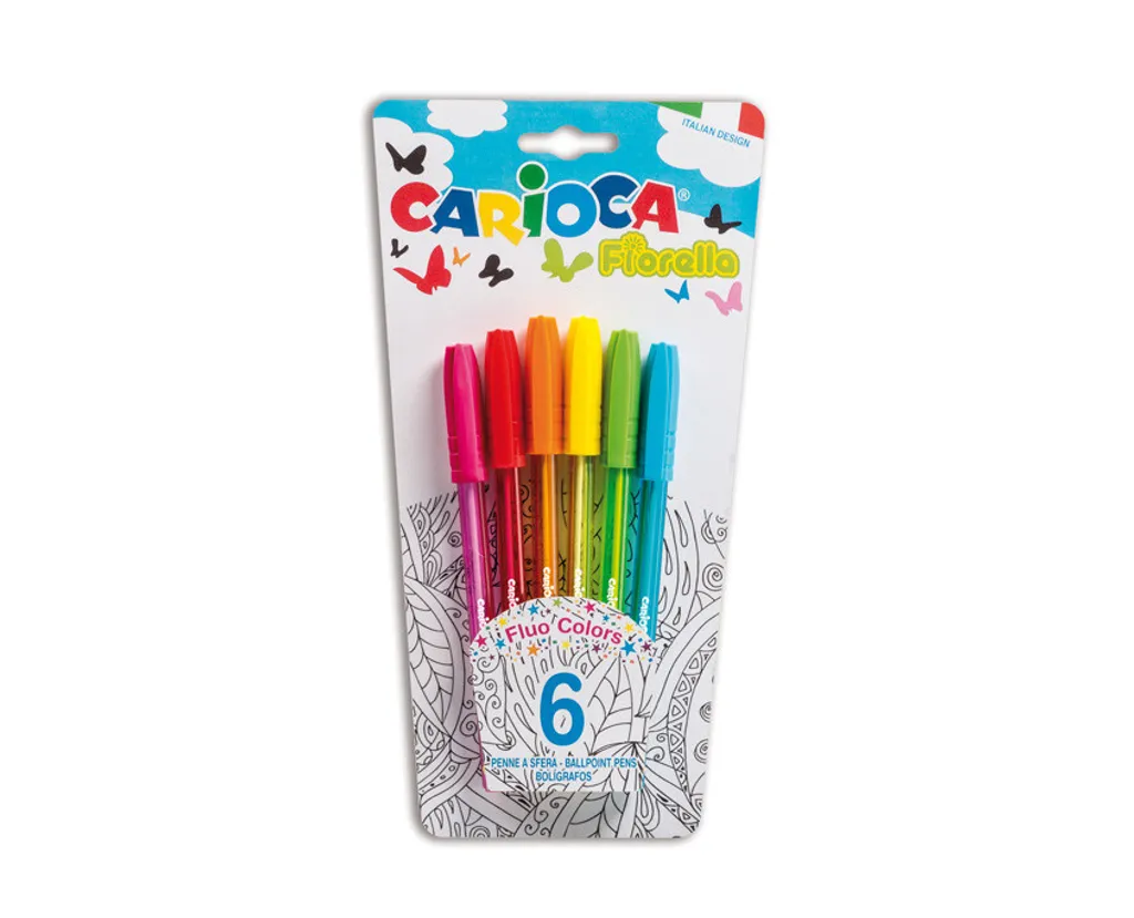 Stylo à bille Carioca Fiorella Multi Stick avec motifs Floraux - Pack de 6