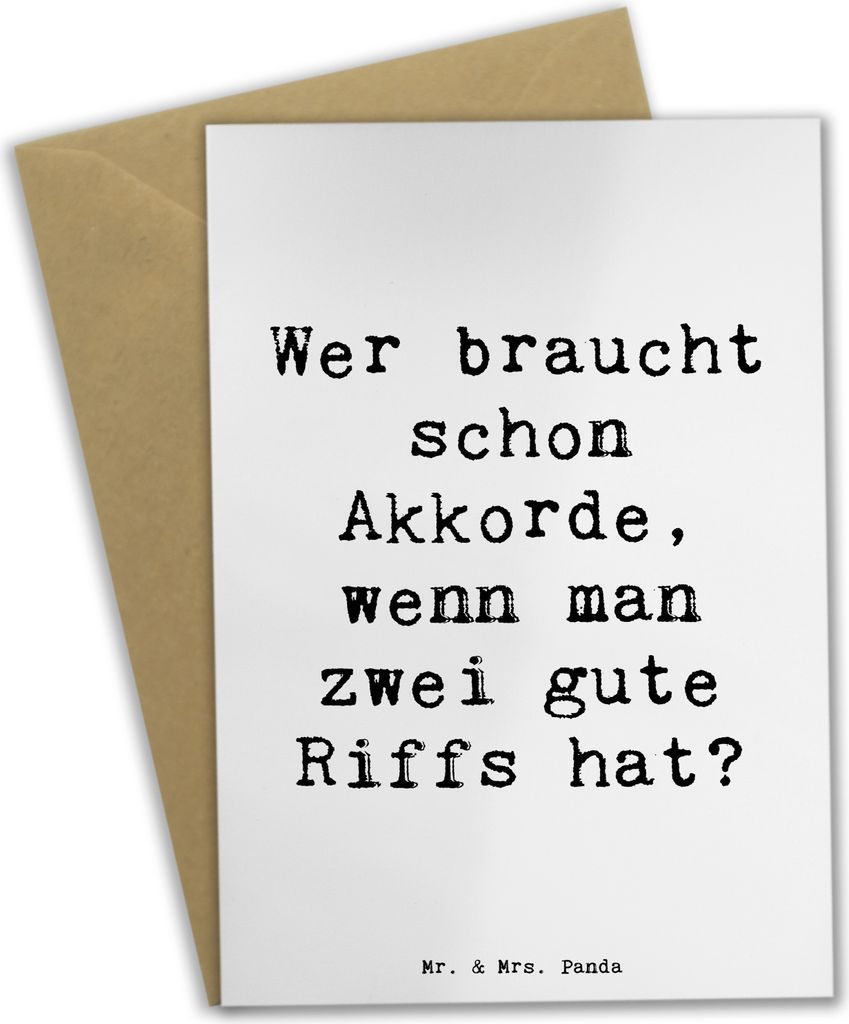 Mr. & Mrs. Panda Grußkarte Spruch E-Gitarre Zwei Riffs - Weiß - Geschenk, elektrische Gitarre, weihnachtskarten, hochzeitskarten, Grußkarten, Le...