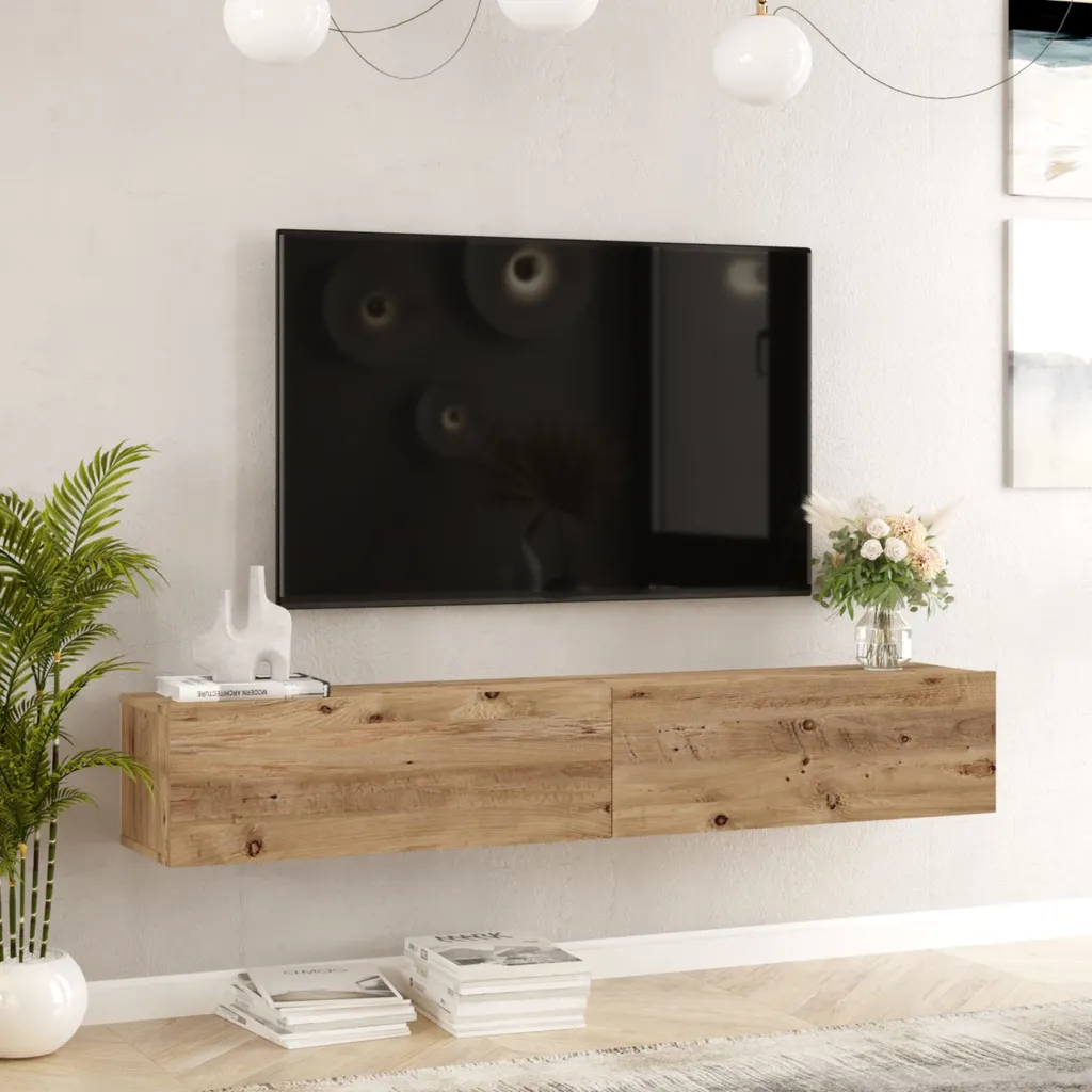 Meuble TV Lapinlahti 180 cm : Support Stable pour Grand Écran de Salon
