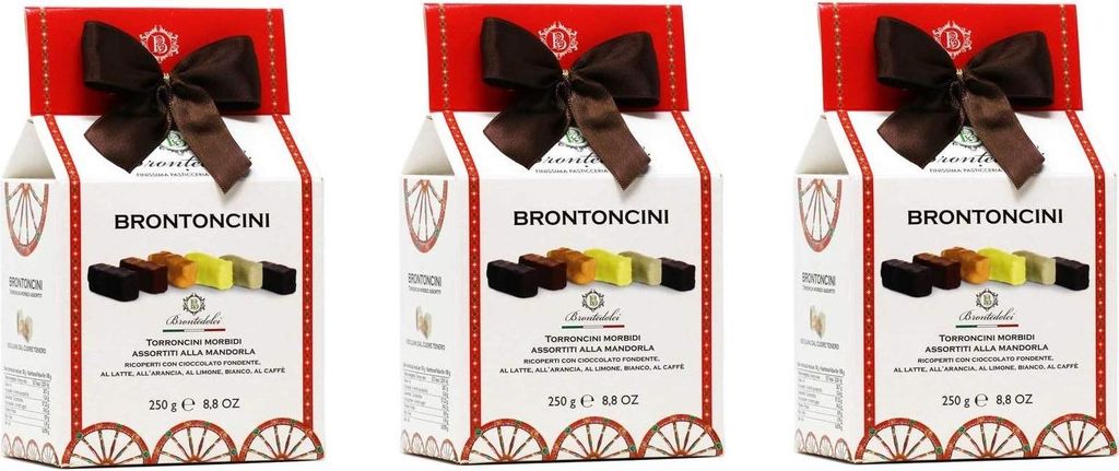 3x Brontedolci Brontoncini Torroncini Morbidi Assortiti alla Mandorla Weiches Nougat mit Mandeln verschiedene Sorten 250g Italienisches Produkt aus...