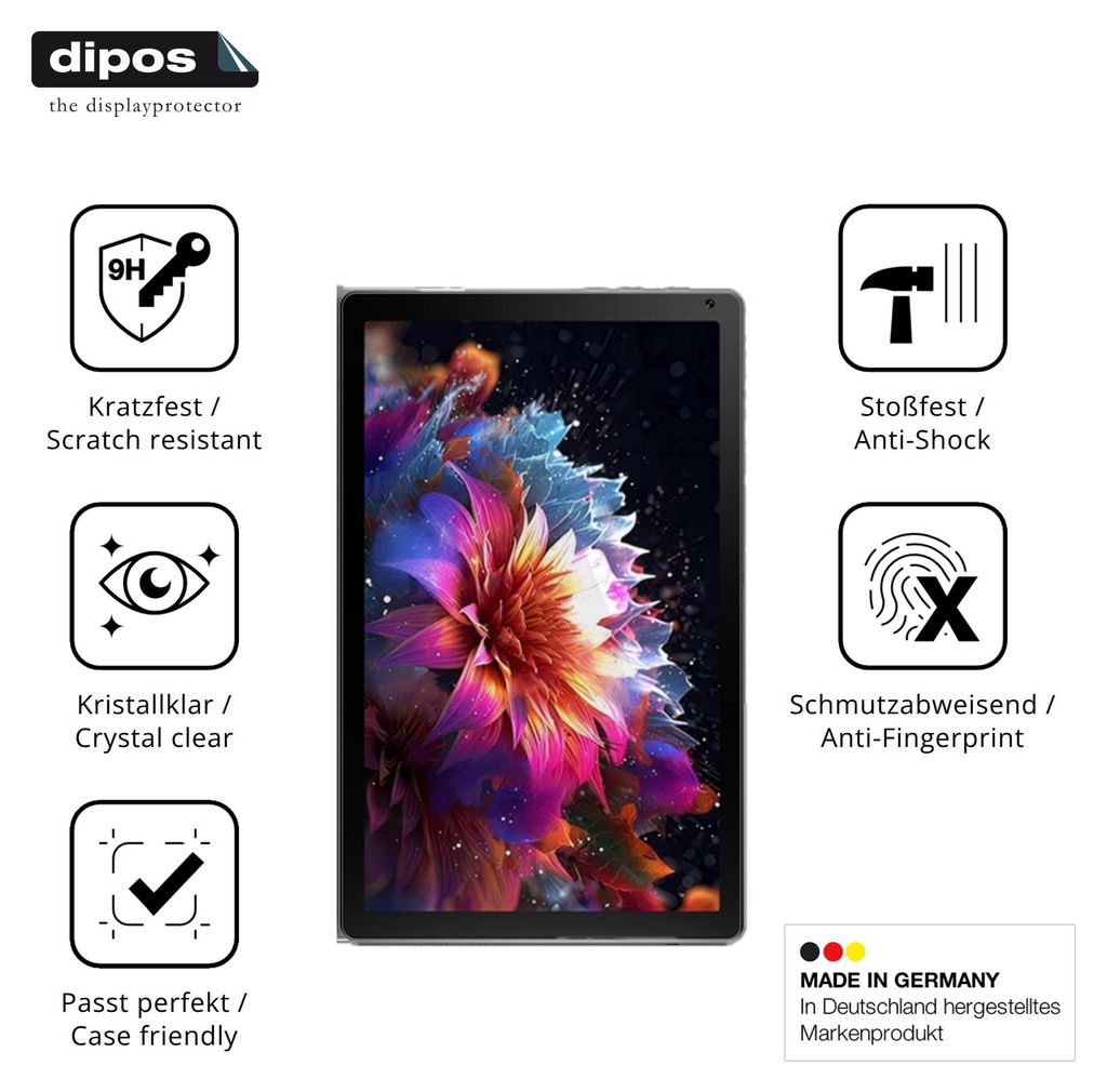 2x Schutzfolie für Laptok KB1001 10.1 - Anti-Shock 9H Folie dipos Glass Kunststoffglas