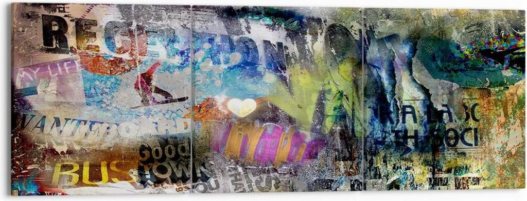 Bild auf Leinwand - Leinwandbild - Graffiti modern - 150x50cm - Wand Bild - Wanddeko - Wandbilder - Leinwanddruck - Bilder - Kunstdruck - Wanddekor...