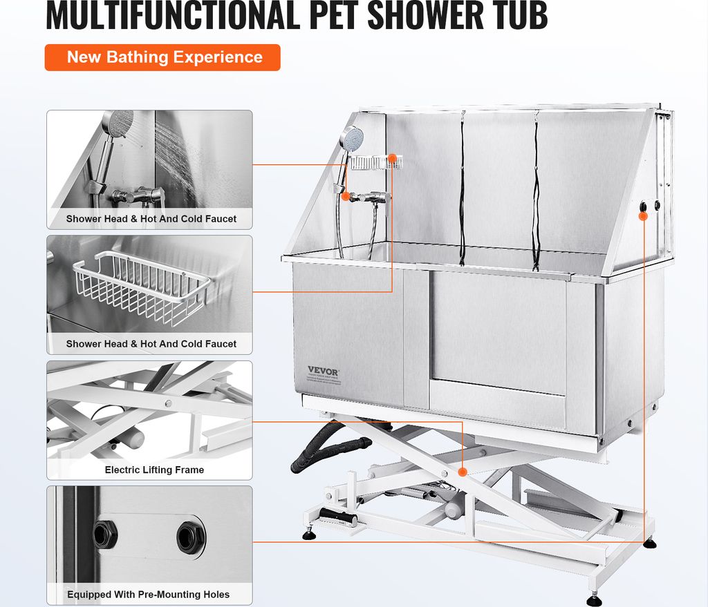 VEVOR Profesionálna vaňa na starostlivosť o psov 127 cm Obrázok produktu 4