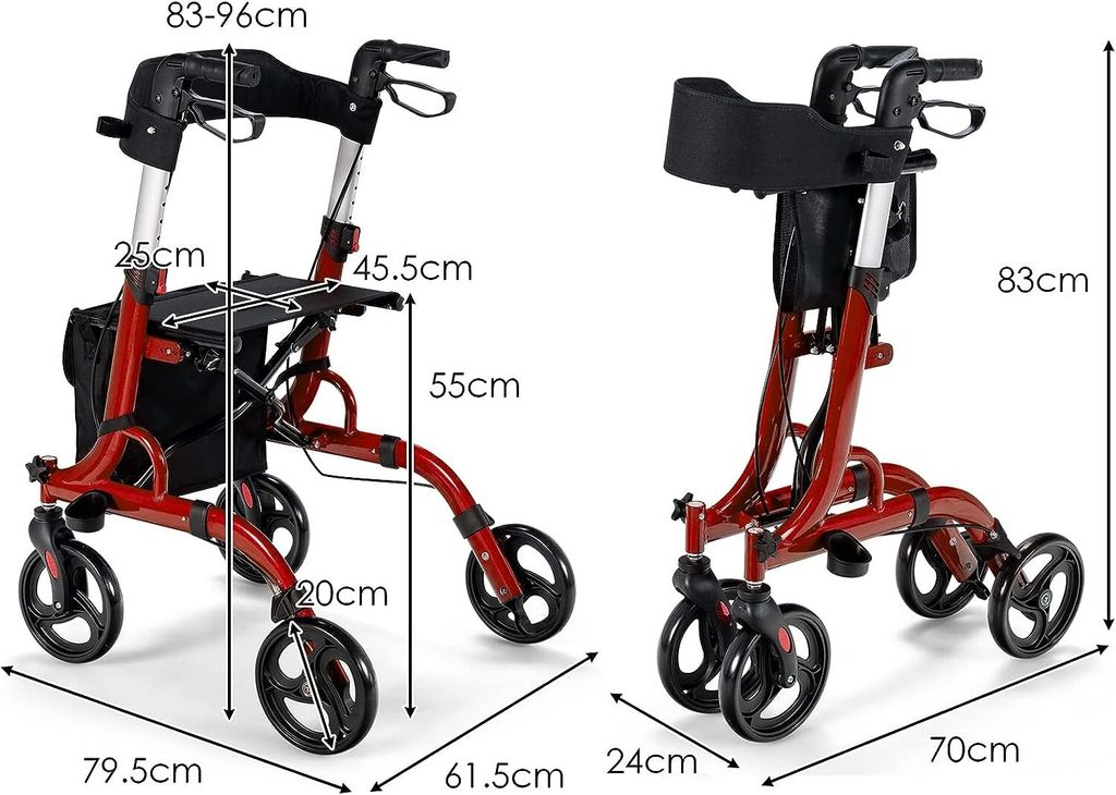 COSTWAY Rollator składany i lekki z siedziskiem, pomoc Zdjęcie produktu 7