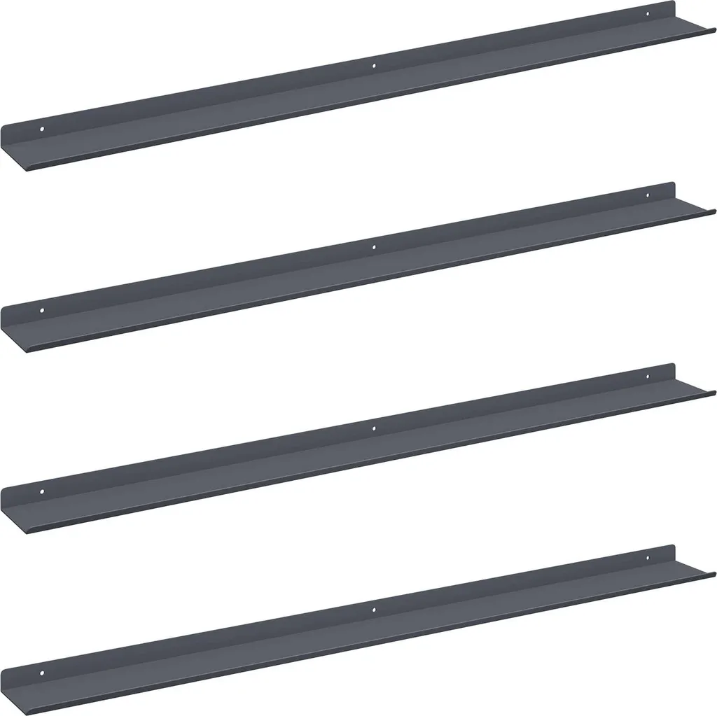 4 Scaffali a Muro Antracite 100 cm - Metallo Design Sospeso