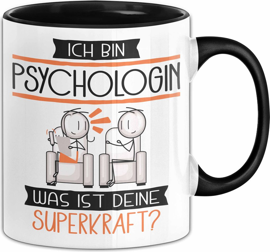 Psychologin Geschenk Tasse Ich Bin Psychologin Was Ist Deine Superkraft Geschenkidee Lustig Geburtstag Weihnachten (Schwarz)