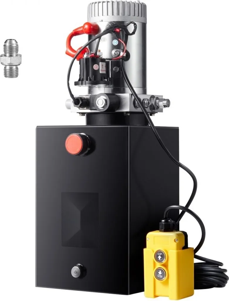 Groupe hydraulique simple effet 12V avec pompe manuelle 3 Gal