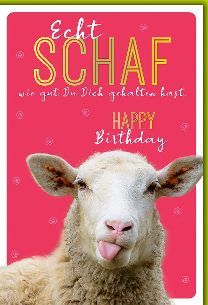 Geburtstag - Karte mit Umschlag - Schaf streckt Zunge raus Produktbild 