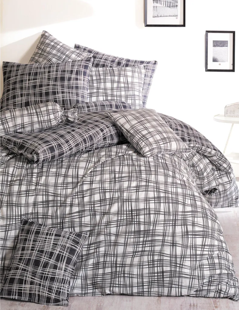 Linge de lit 140x200 Noir Paille en coton pour chambre enfant et ado