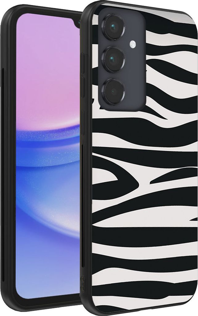 Handyhülle passend für Samsung Galaxy A15 mit Zebradruck - TPU Back Cover Case Zebradesign - Schwarz Weiß