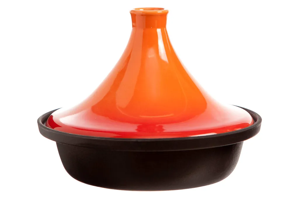 Pentola Tajine Induzione Ghisa 25cm - Design Moderno Nero e Arancio