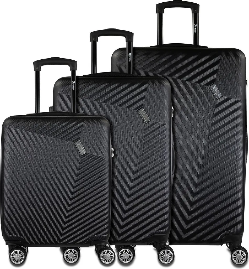 Set de valises Don Carlo rigides et robustes 4 roues noir tailles L M S