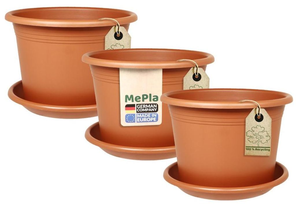 MePla - 3 x Set - Pflanzkübel Cylindro ø 60 + Untersetzer ø Produktbild 