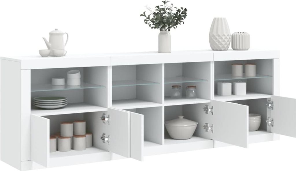 Maison Exclusive - Sideboard mit LED-Leuchten Weiß 202x37x67 cm