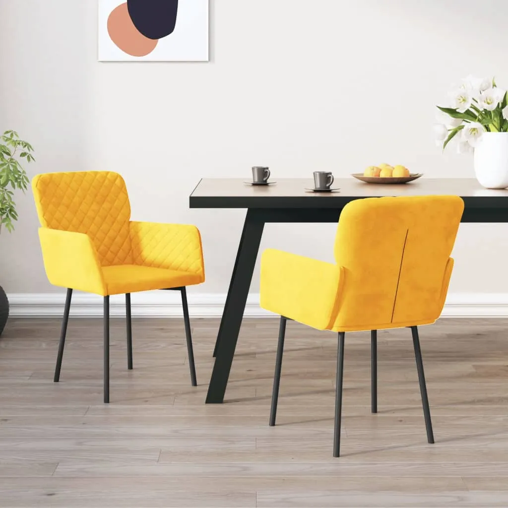 Lot 2 chaises jaune velours : confort et design pour une salle à manger