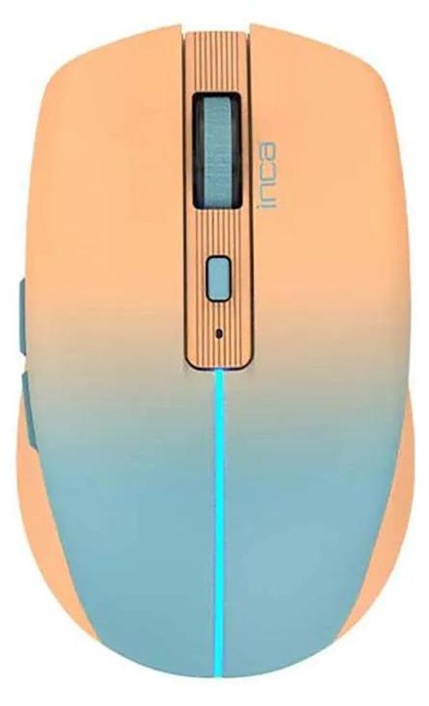 Inca IWM-511RT, rechts, Optisch, RF Wireless + Bluetooth + USB Type-C, 1600 DPI, Blau, Orange