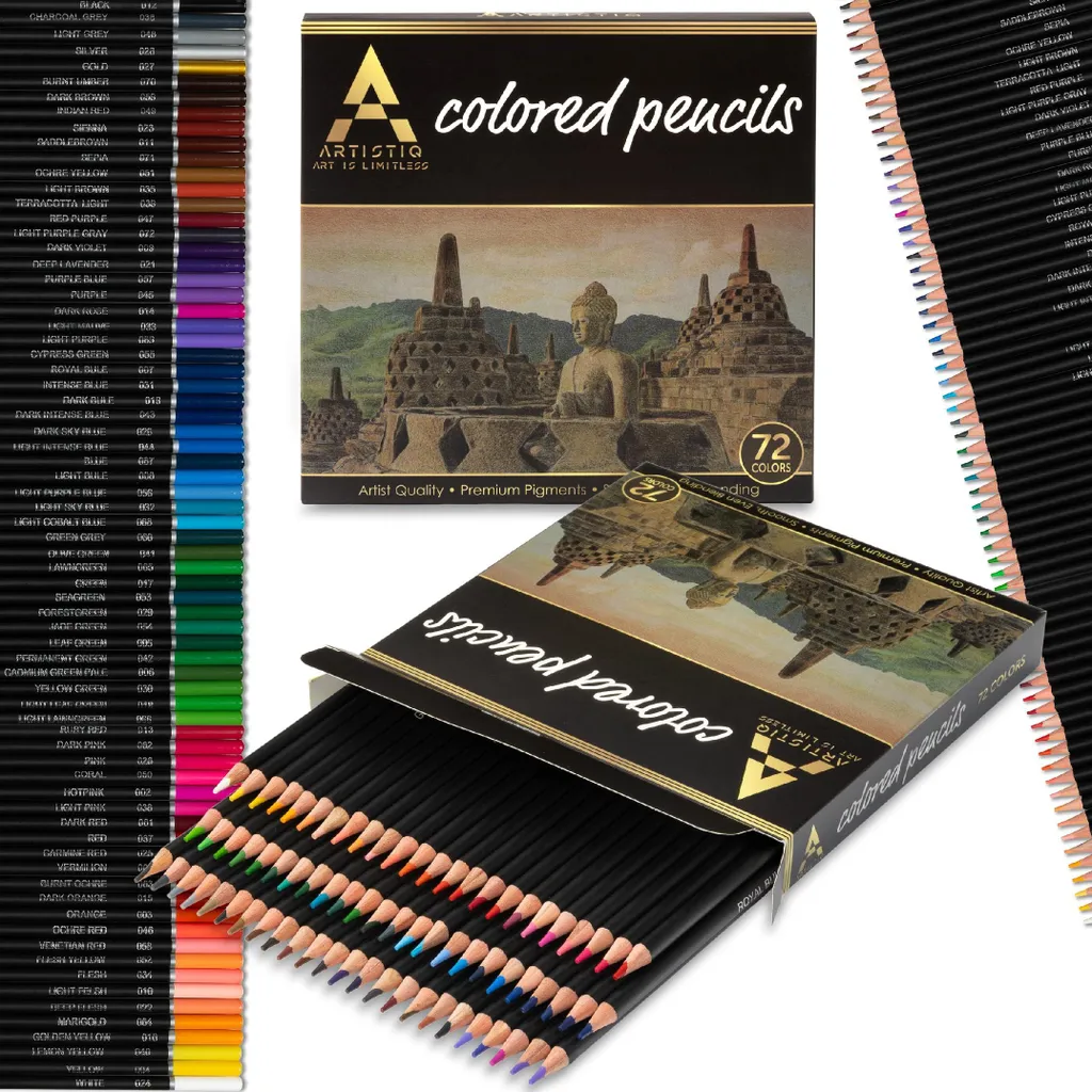 Coffret de dessin complet 72 crayons de couleur pour artistes et adultes