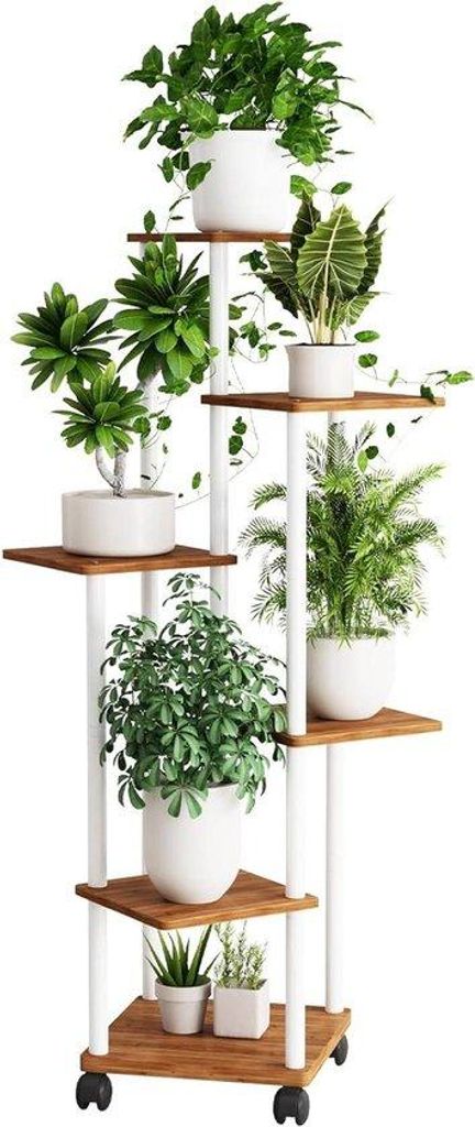 6 niveau plantenrek, plantenstandaard, bloemenbank, plantentrap, staand rek für Innenraum, Wohnzimmer, Balkon, Dekoration