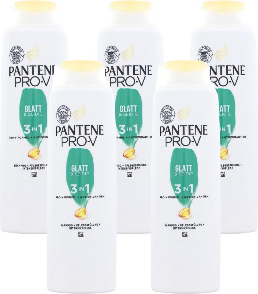 5 x Pantene Pro-V Glatt & Seidig 3in1 je 250ml Shampoo Produktbild 