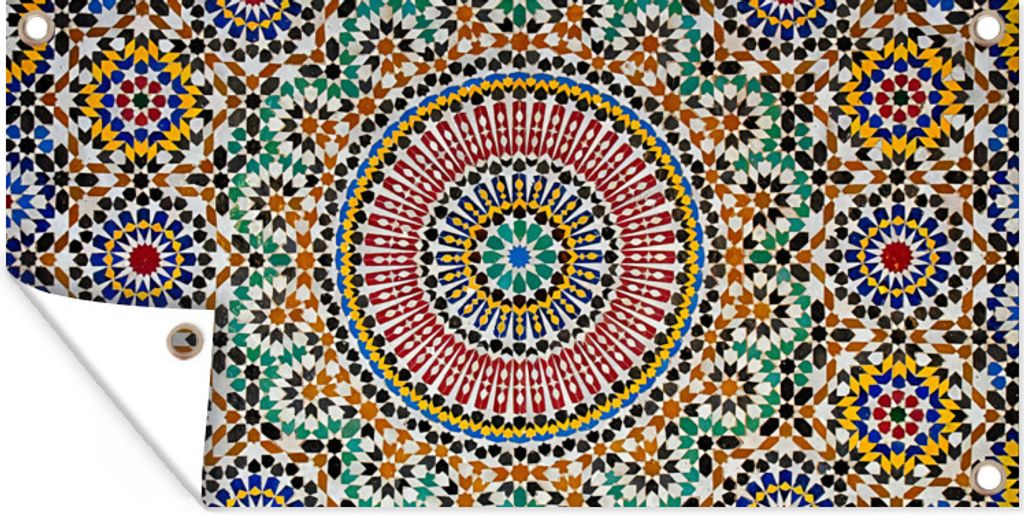 MuchoWow 160x80 cm Outdoor-Poster Gartendeko Sichtschutz Garten Poster für den Garten Ansicht eines marokkanischen Mosaiks von oben
