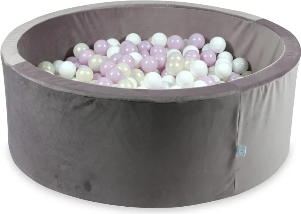 Aire de jeu intérieure piscine à balles 110x40cm velours lilas et perle