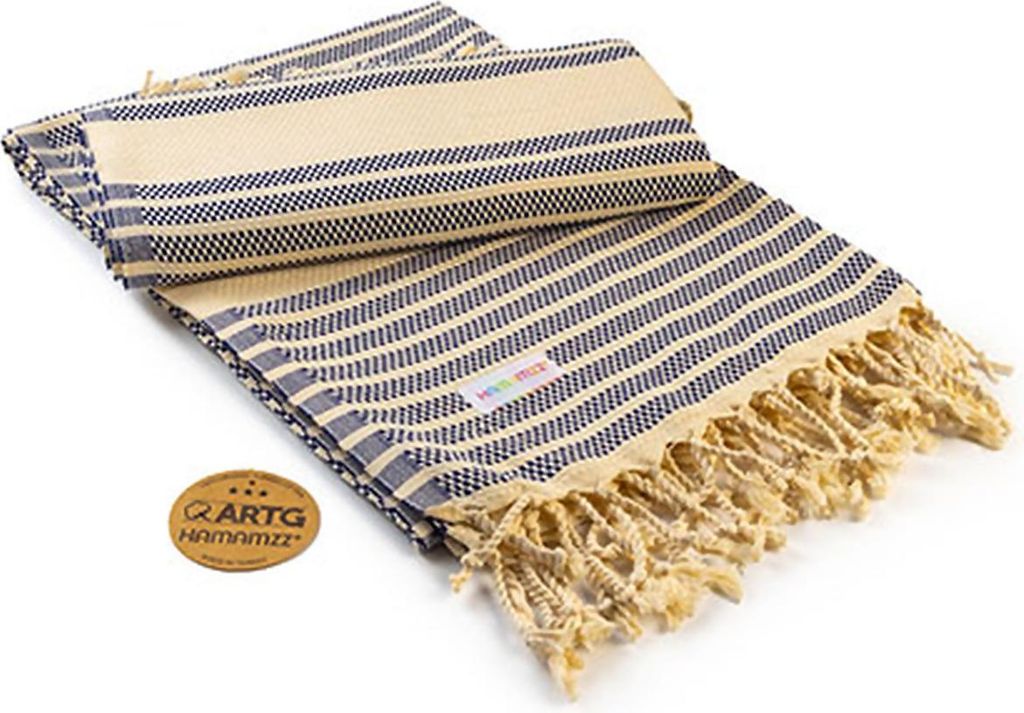 A&R AR055 | Badetuch Hamamzz Original Bodrum De Luxe Towel - 100 x 180 - Farbe: Navy Blue/Ivory - Größe: 100 x 180 cm