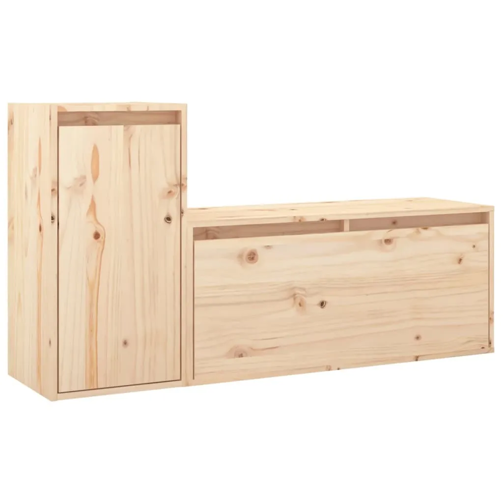 Set 2 Mobili TV in Legno di Pino Massiccio | Design Rustico Naturale
