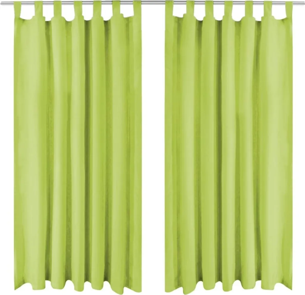 Tende in stile elegante in micro raso 2 pezzi con passanti 140×225 cm Verde - Tende e tendaggi Hommie7340411 1pacco