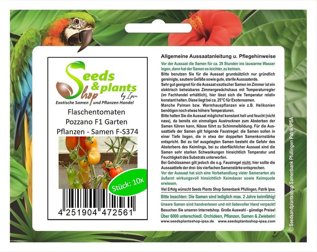 10 Korn Flaschentomaten Pozzano F1 Garten Pflanzen - Samen F-S374