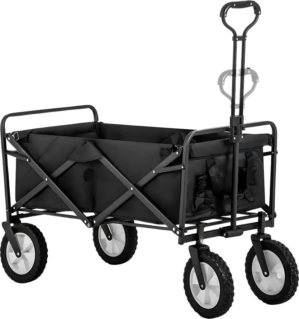 Chariot de transport pliable extérieur noir - Remorque à main jardin