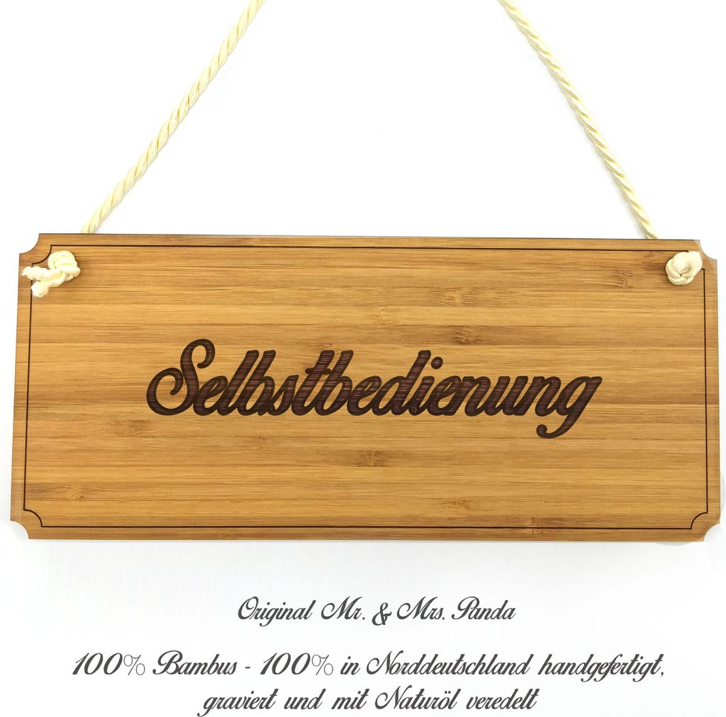 Mr. & Mrs. Panda Firmenschild Selbstbedienung - Geschenk, Infotafel, Türschild, Schild, Geschenkidee, Praxisschild, wandtafel, Wegweiser, Shabby, ...