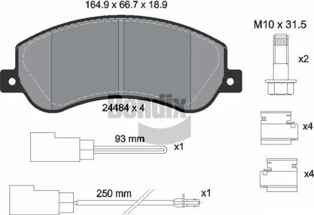 Jeu plaquettes frein avant/arrière BENDIX BPD1213 - Ford Transit S6DM3501110