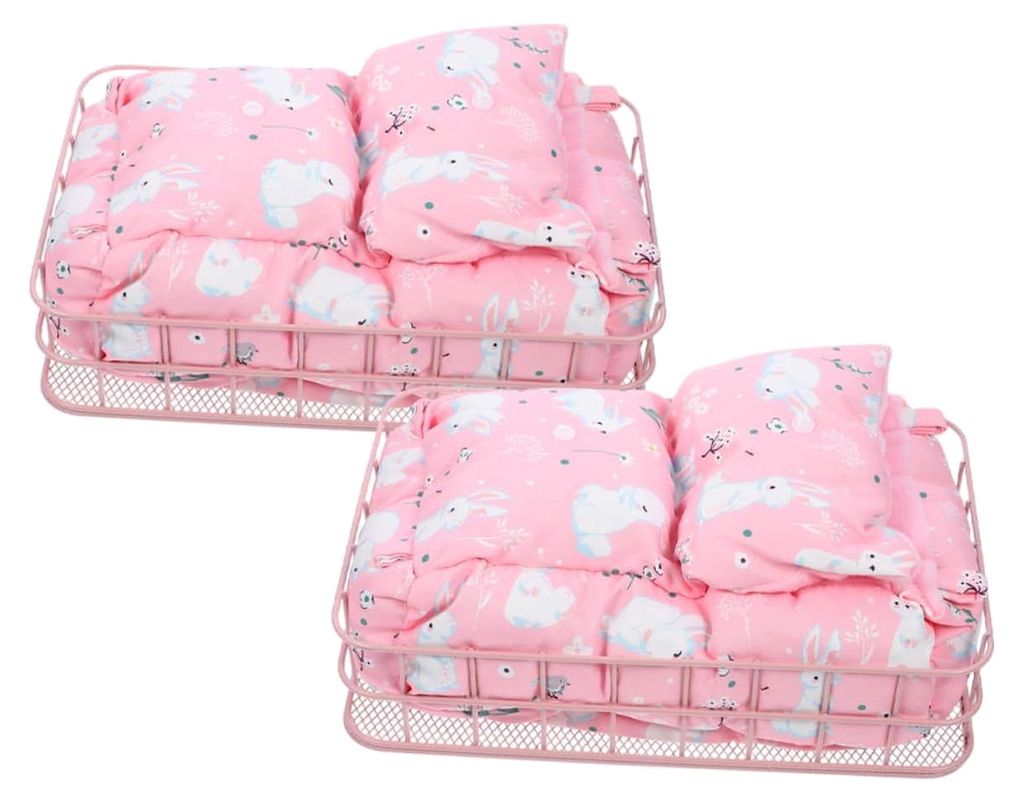 Hängematte für kleine Tiere mit pinkem Eisenrahmen und Hasenmotiv