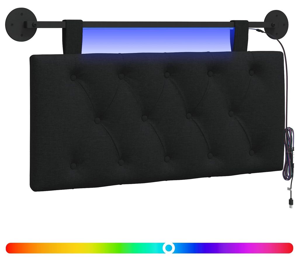Hängendes Kopfteil Mit LED Licht Schwarz Stoff