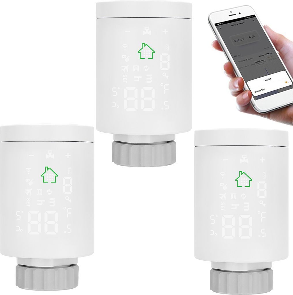 3X Tuya ZIGBEE3.0 Smart Heizkörperthermostat Thermostatventil Programmierbares Heizkoerperventil APP-Steuerung Sprachsteuerung Kompatibel mit Alex...