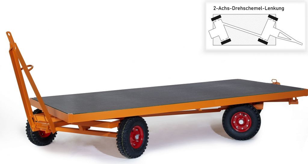 Rollcart Schwerlast-Industrieanhänger mit 2-Achs-Drehschemel-Lenkung, Ladefläche:3000x1500 mm, Tragkraft:2000 kg
