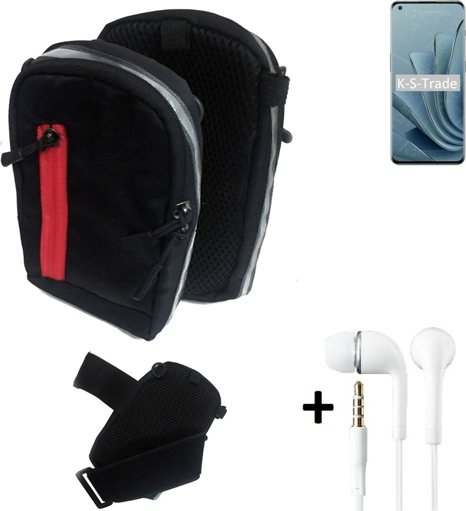 K-S-Trade Outdoor Gürteltasche Holster Umhängetasche + Kopfhörer kompatibel mit OnePlus 10 Pro schwarz Handy Tasche Case travelbag Schutzhülle