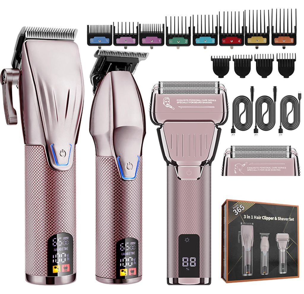 OKWISH Haarschneider, 3-teiliges Herren Haarschneider-Set, Barttrimmer & Haarschneider, kabellos, präzise Schnittführung, wiederaufladbar, für M...