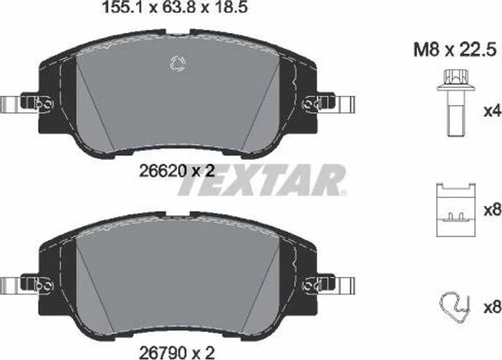 Plaquettes de frein TEXTAR 2662001 pour C4 et 208 - Qualité OE 1681371180