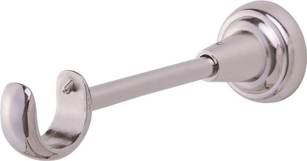 MDEKOR Wandträger 1-läufig Edelstahloptik R Wandhalter mit Metallmontageplatte für Gardinenstange 19 mm Abstand kürzbar