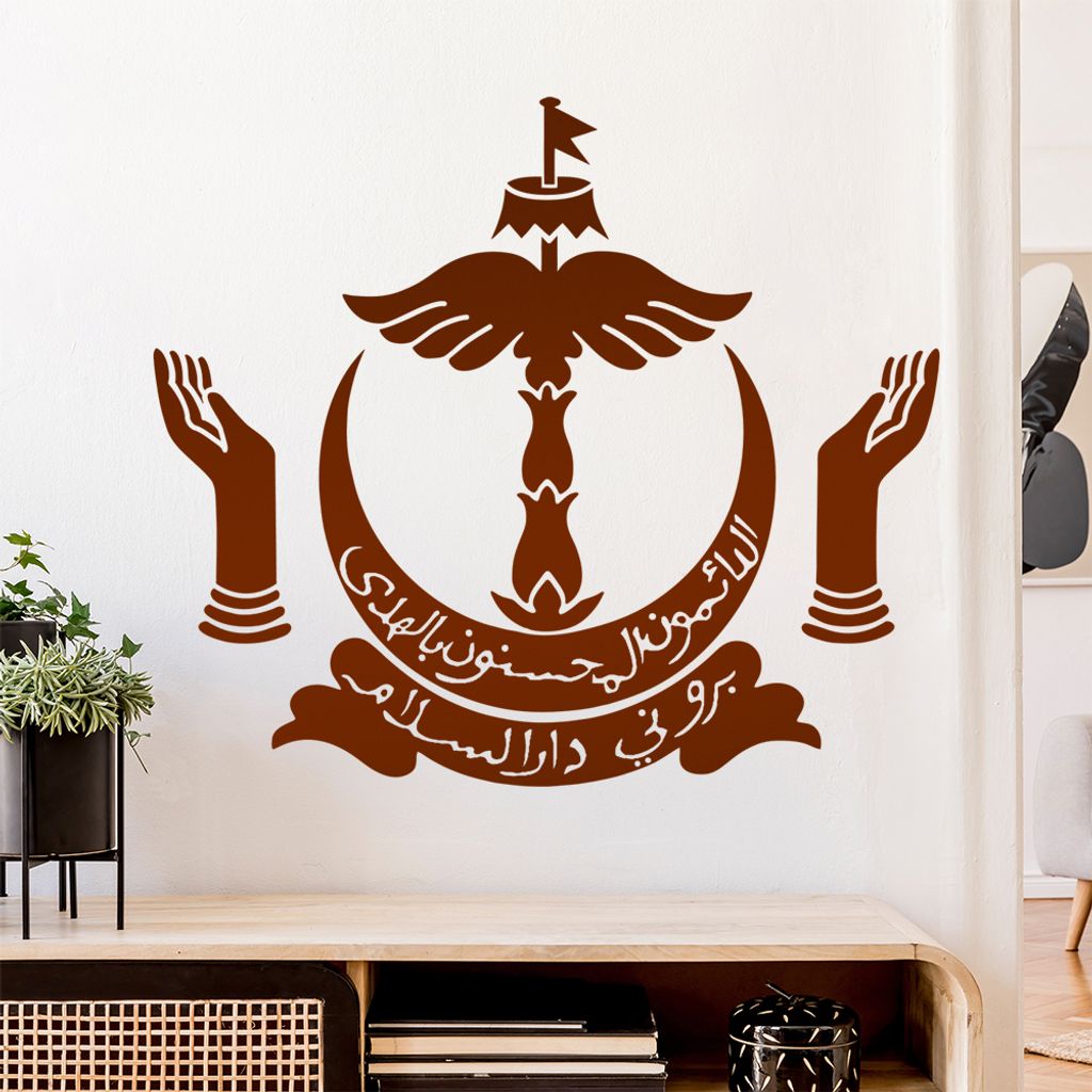 Brunei Wappen Wandtattoo Wandaufkleber Wall Sticker - Dekoration, Küche, Wohnzimmer, Schlafzimmer, Badezimmer