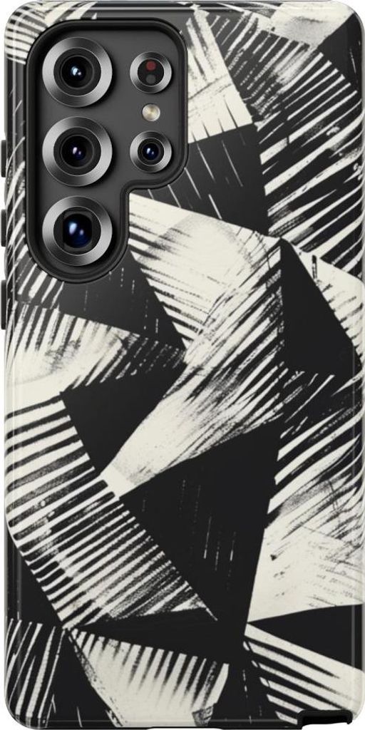 Schwarz-weißes geometrisches Muster – Hülle Kompatibel mit Samsung Galaxy S25 Ultra