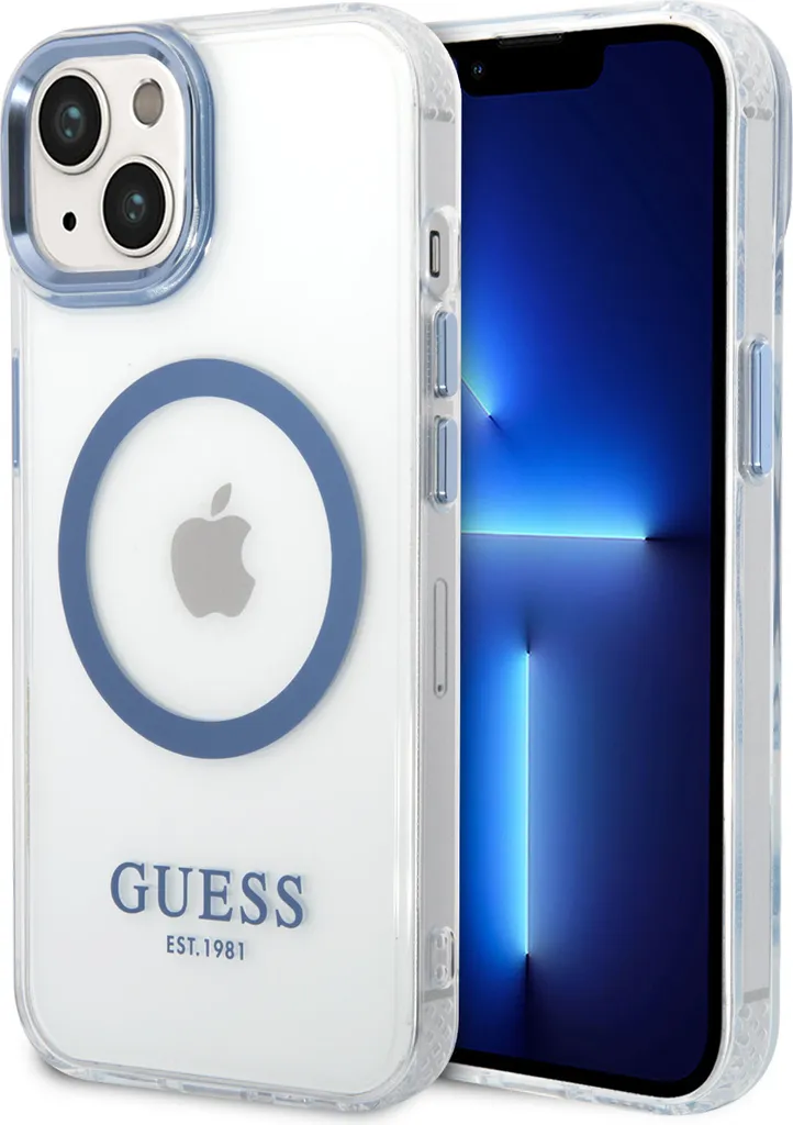 Custodia Guess iPhone 14 Plus / 15 Plus Blu Metallo MagSafe - Originale