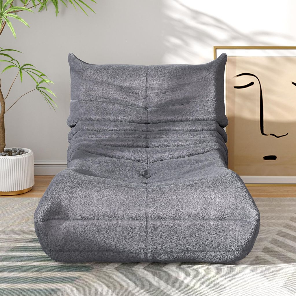 MODFU Schlafsofas Klassische Sessel Lazy Sofa mit Rückenlehne, Einzelsofa Indoor-Sitzkissen faltbarer Meditationsstuhl für Wohnzimmer- Teddysamt,...