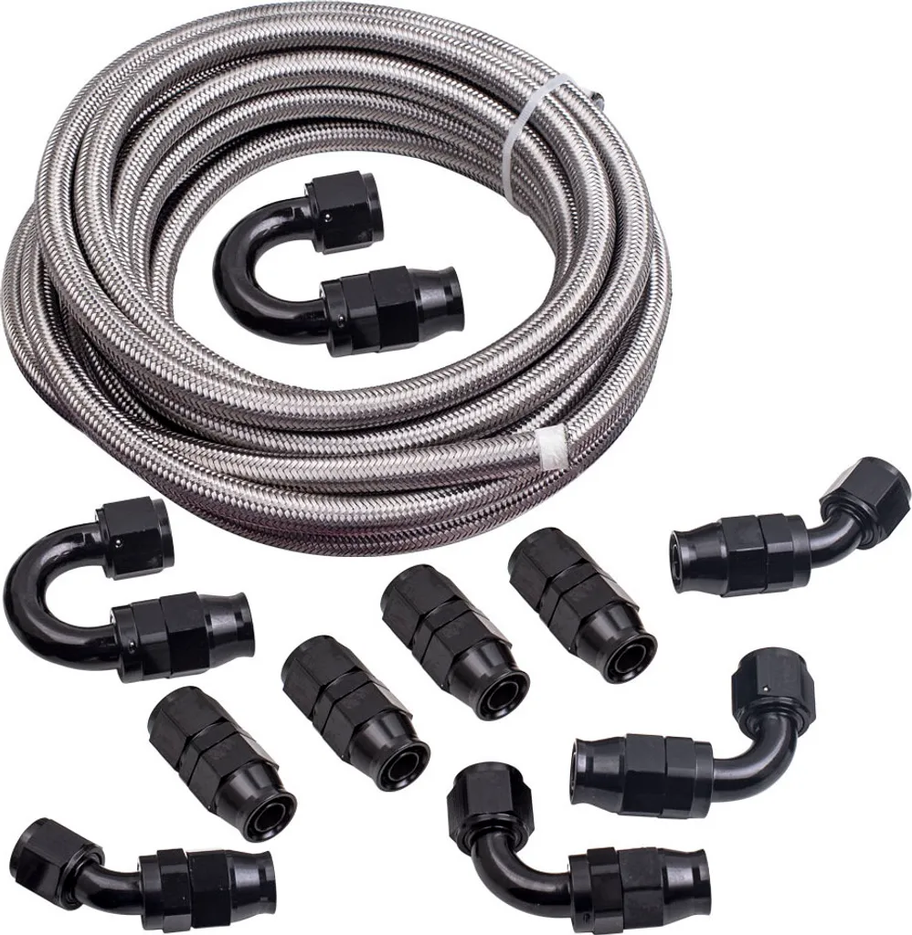 Durite AN10 de 6 Mètres Argent pour Circuit d'Huile ou Essence avec Kit