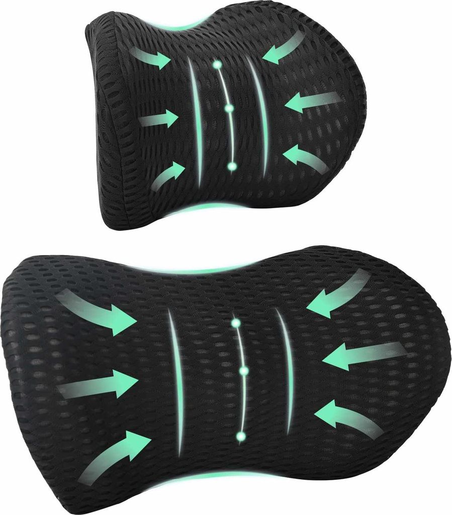 vidaXL Nackenkissen, Rückenkissen Schwarz Viscoschaum 47 x 24 x 11 cm